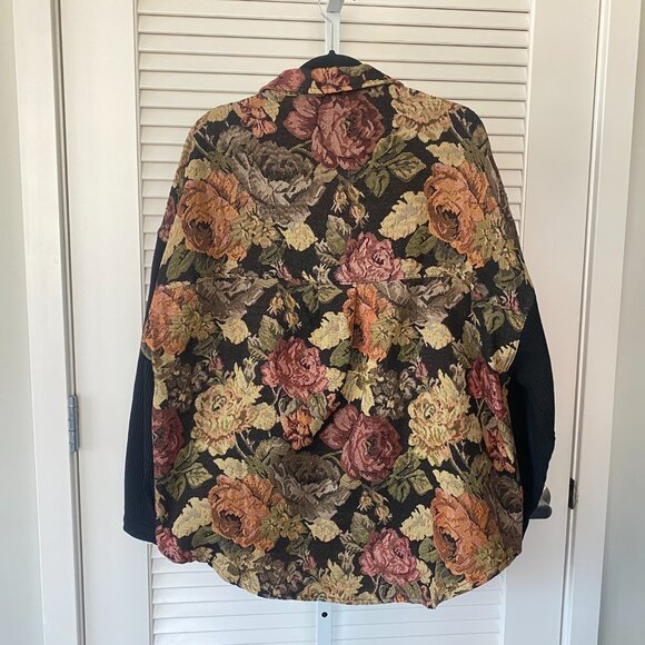 POL Floral Tapestry Oversized Shacket, Black Earthy, Size S - Picture 2 of 6